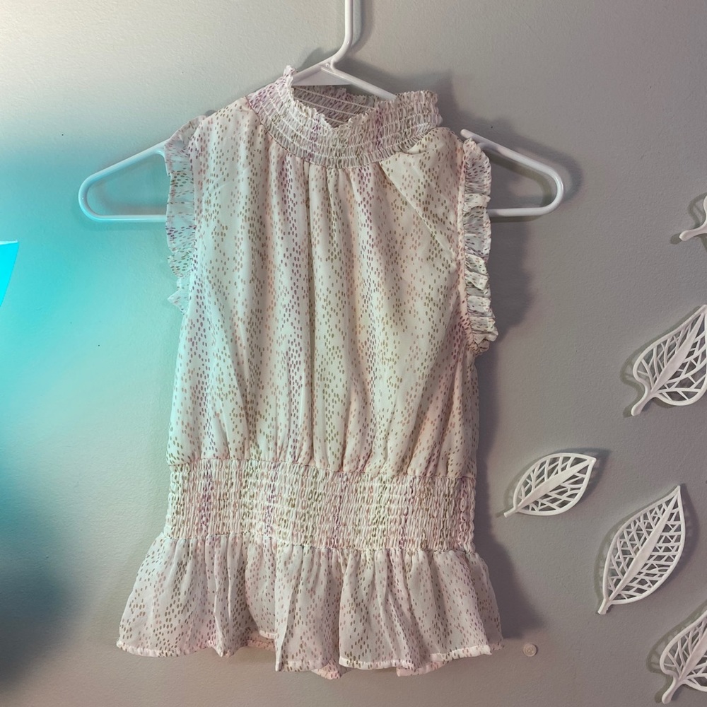 Polka dot mock neck blouse